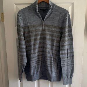 Kenneth Cole New York Gray and Brown Zip-Up Sweater
